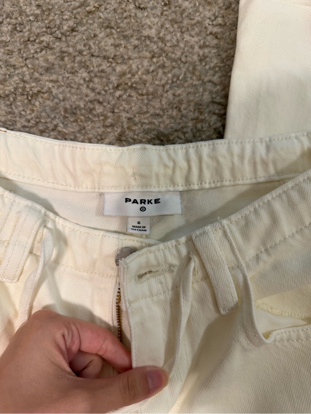 Parke Cream Drawstring Waist Pants - Picture 2 of 4